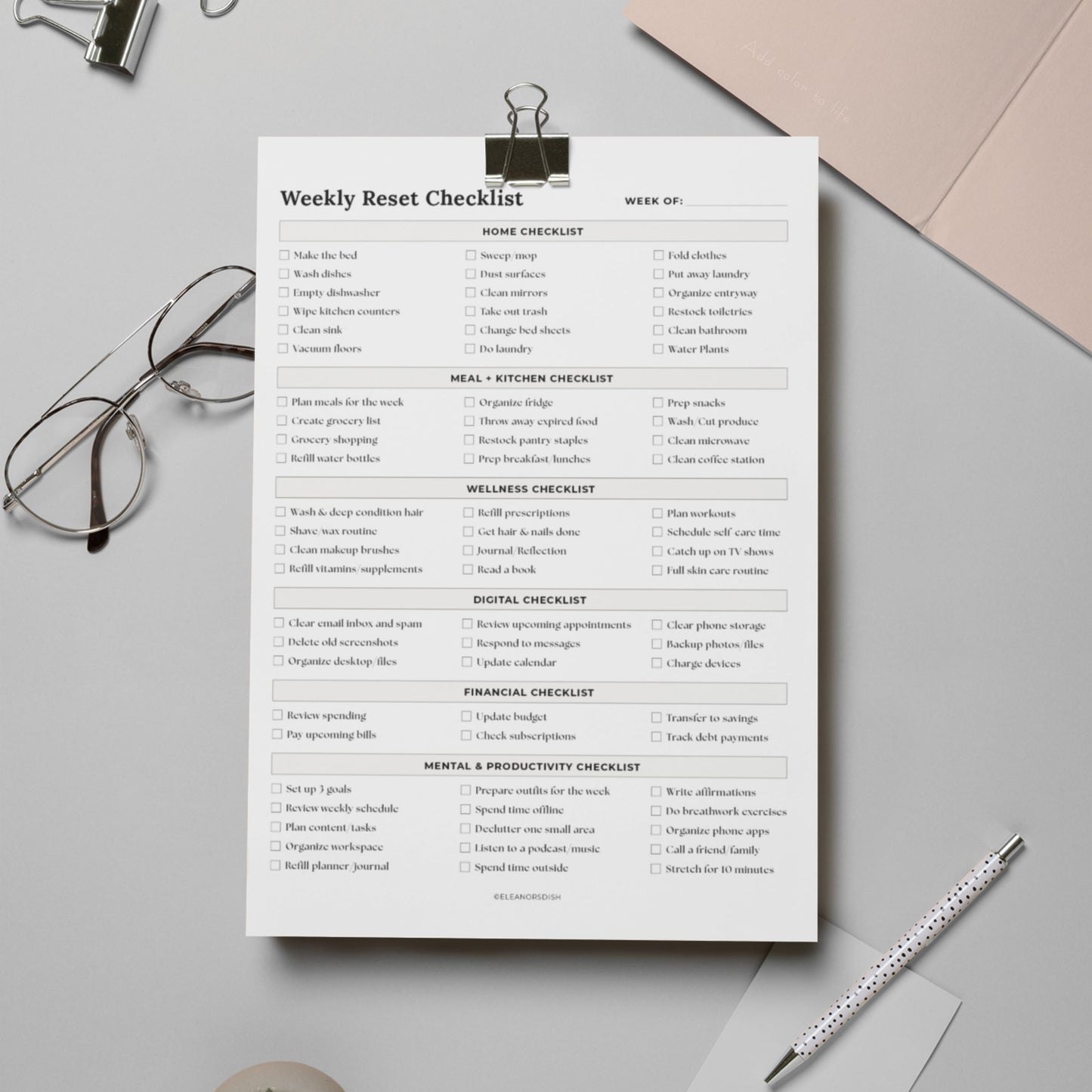 Weekly Reset Checklist