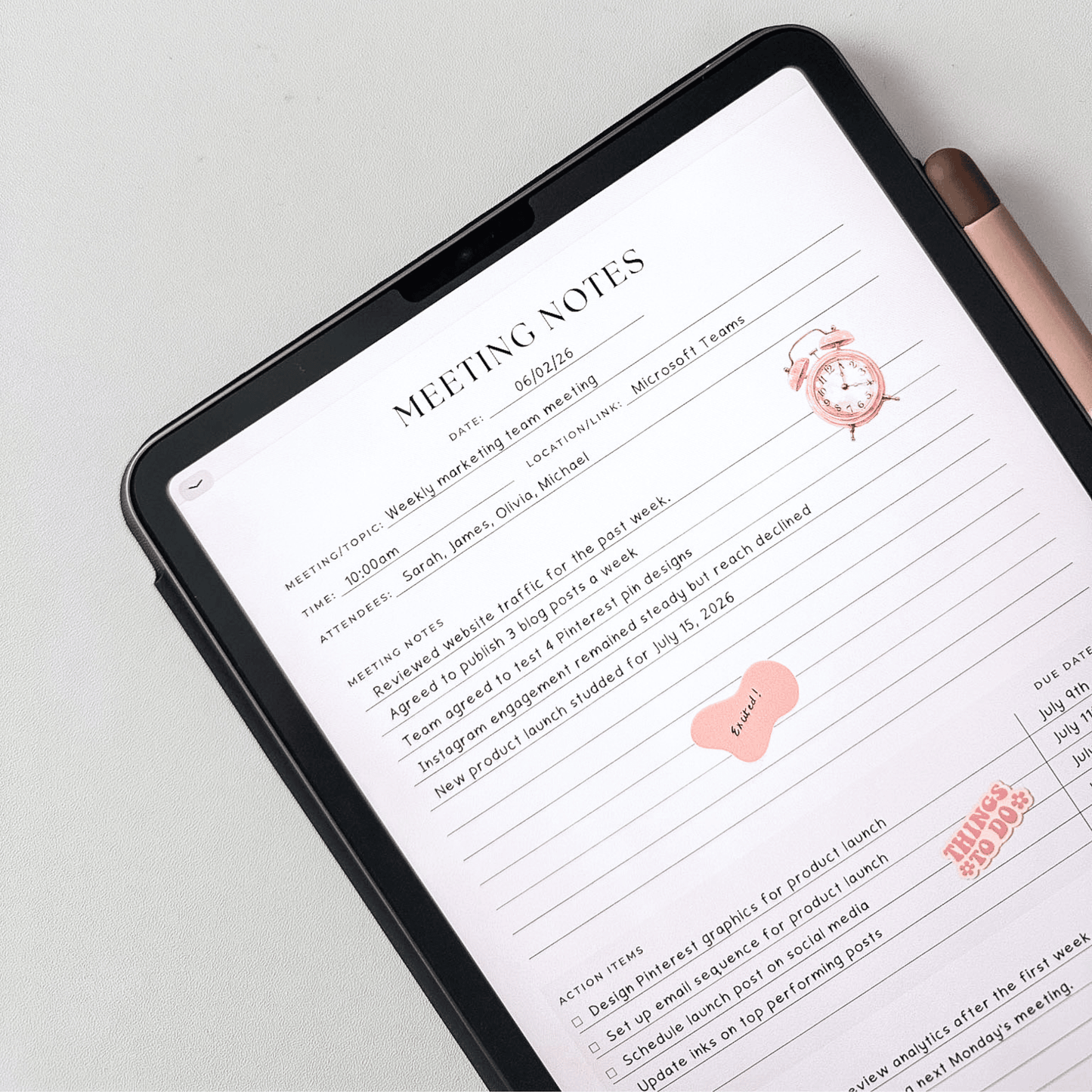 Meeting Notes Printable