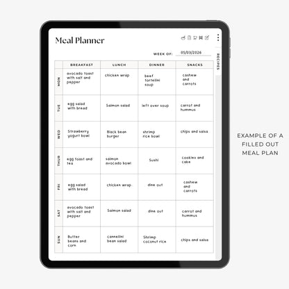 Digital Weekly Meal Planner