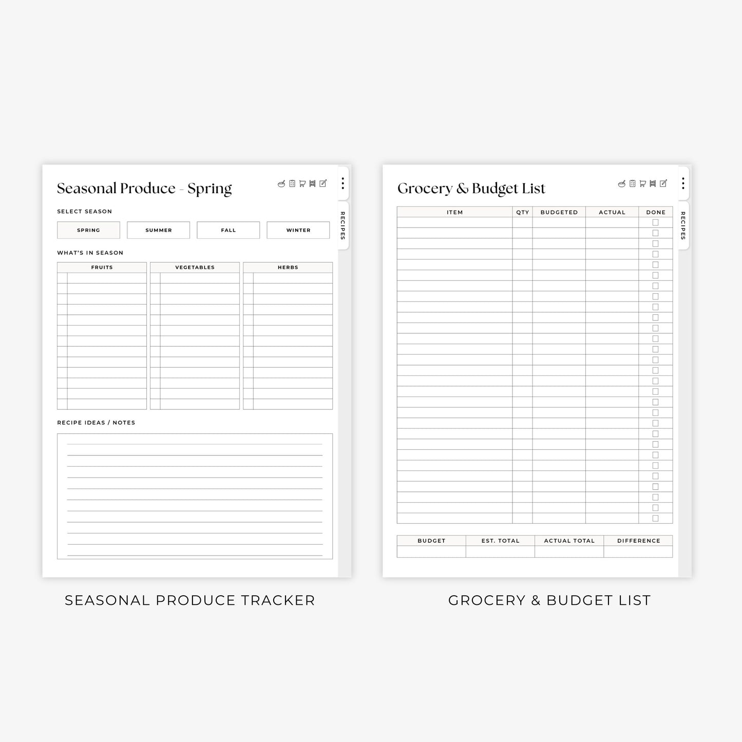 Digital Weekly Meal Planner