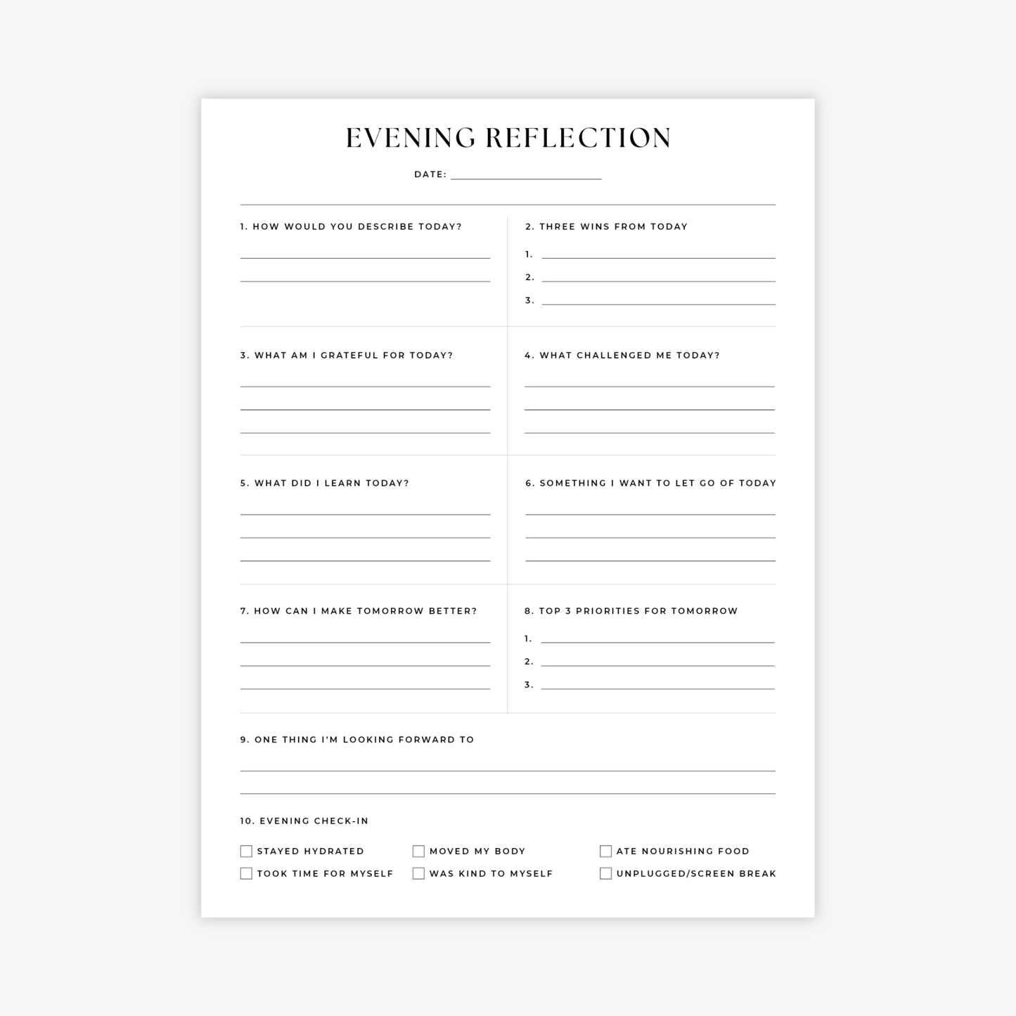 Evening Reflection Printable
