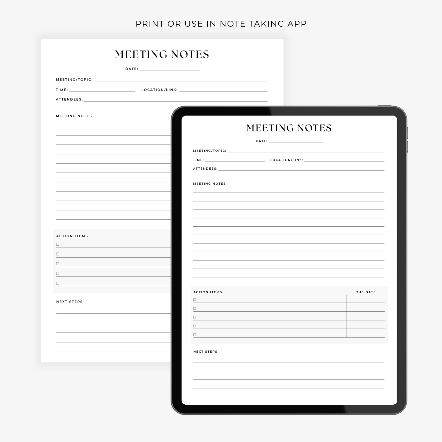 Meeting Notes Printable
