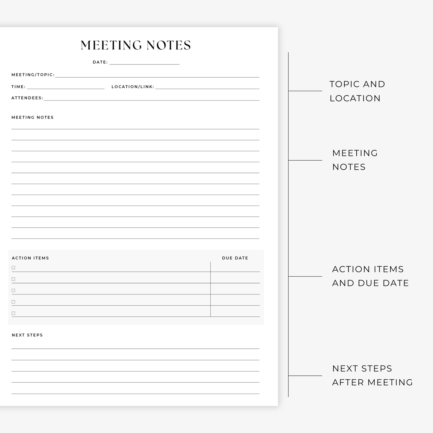 Meeting Notes Printable