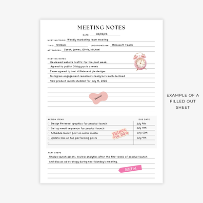 Meeting Notes Printable