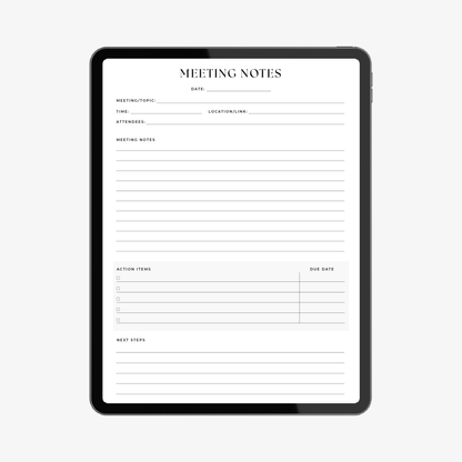 Meeting Notes Printable