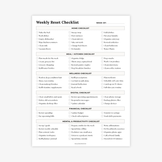 Weekly Reset Checklist
