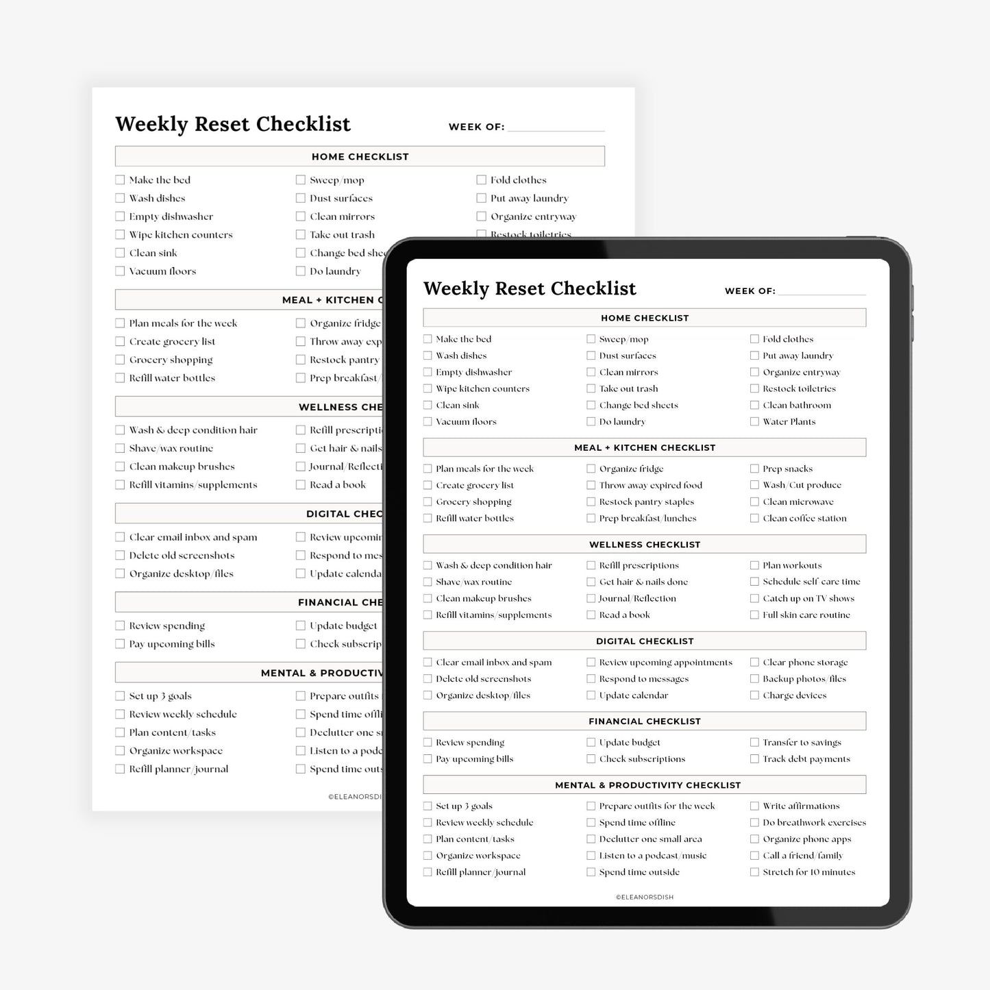 Weekly Reset Checklist
