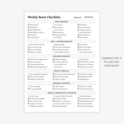 Weekly Reset Checklist