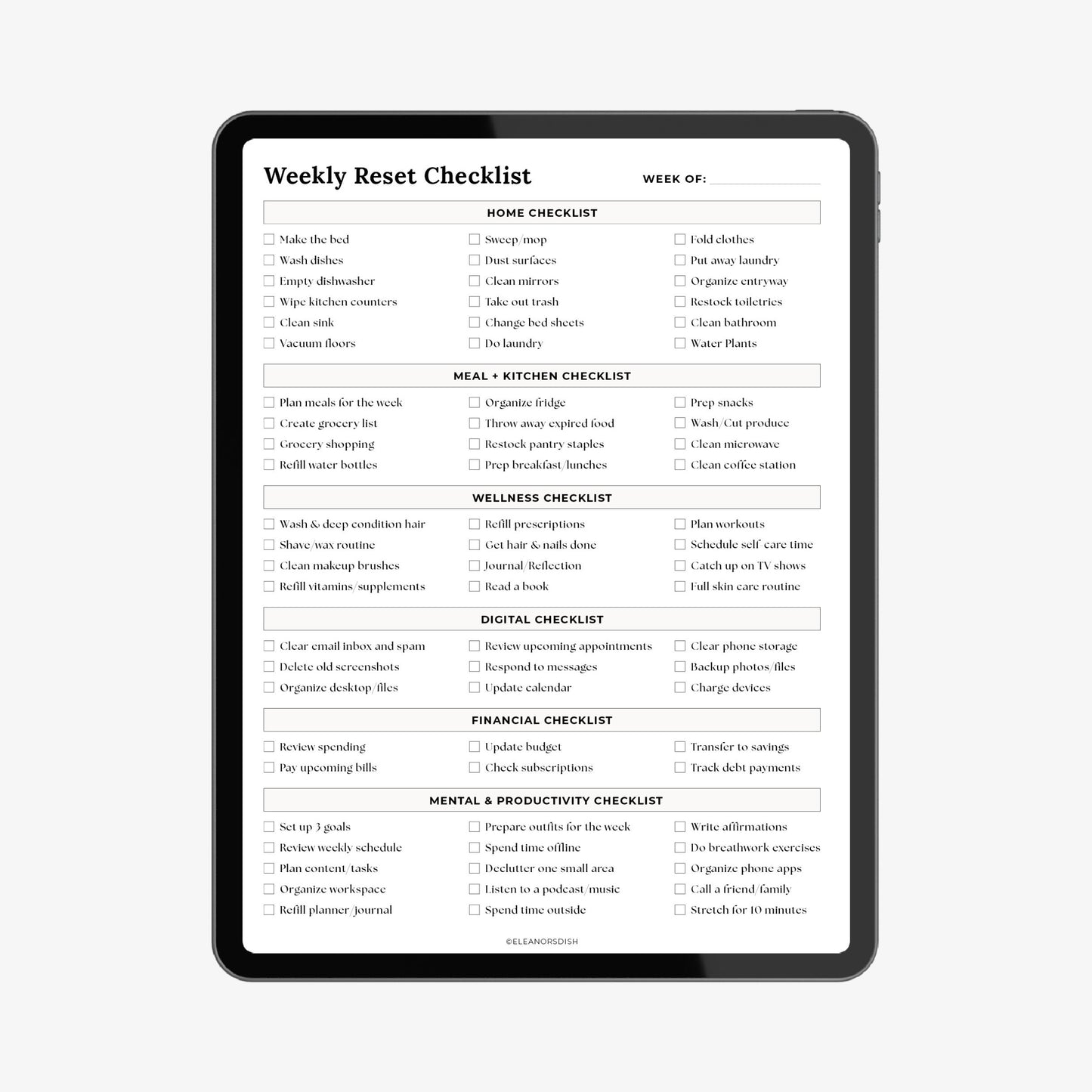 Weekly Reset Checklist