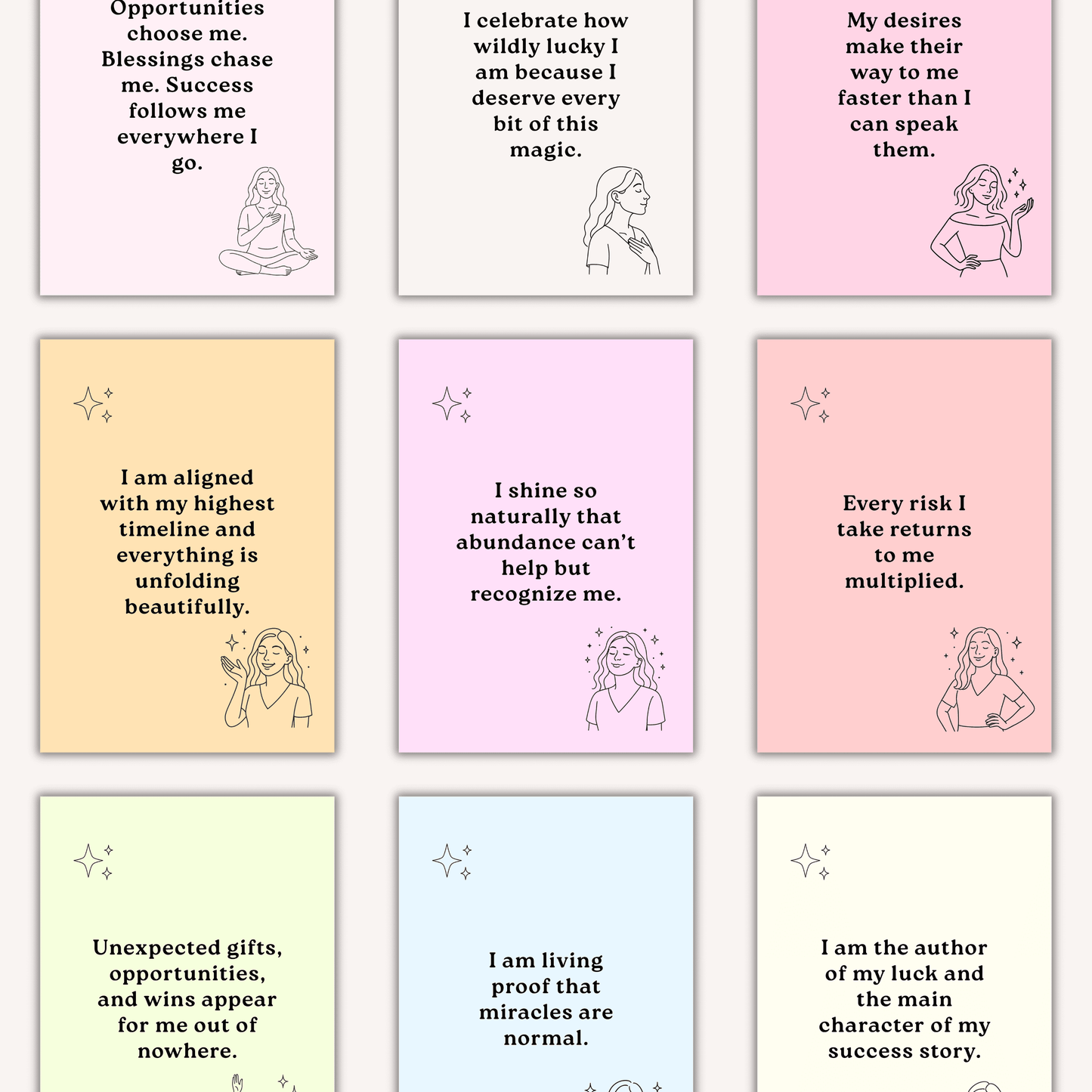 Lucky Girl Affirmation Cards